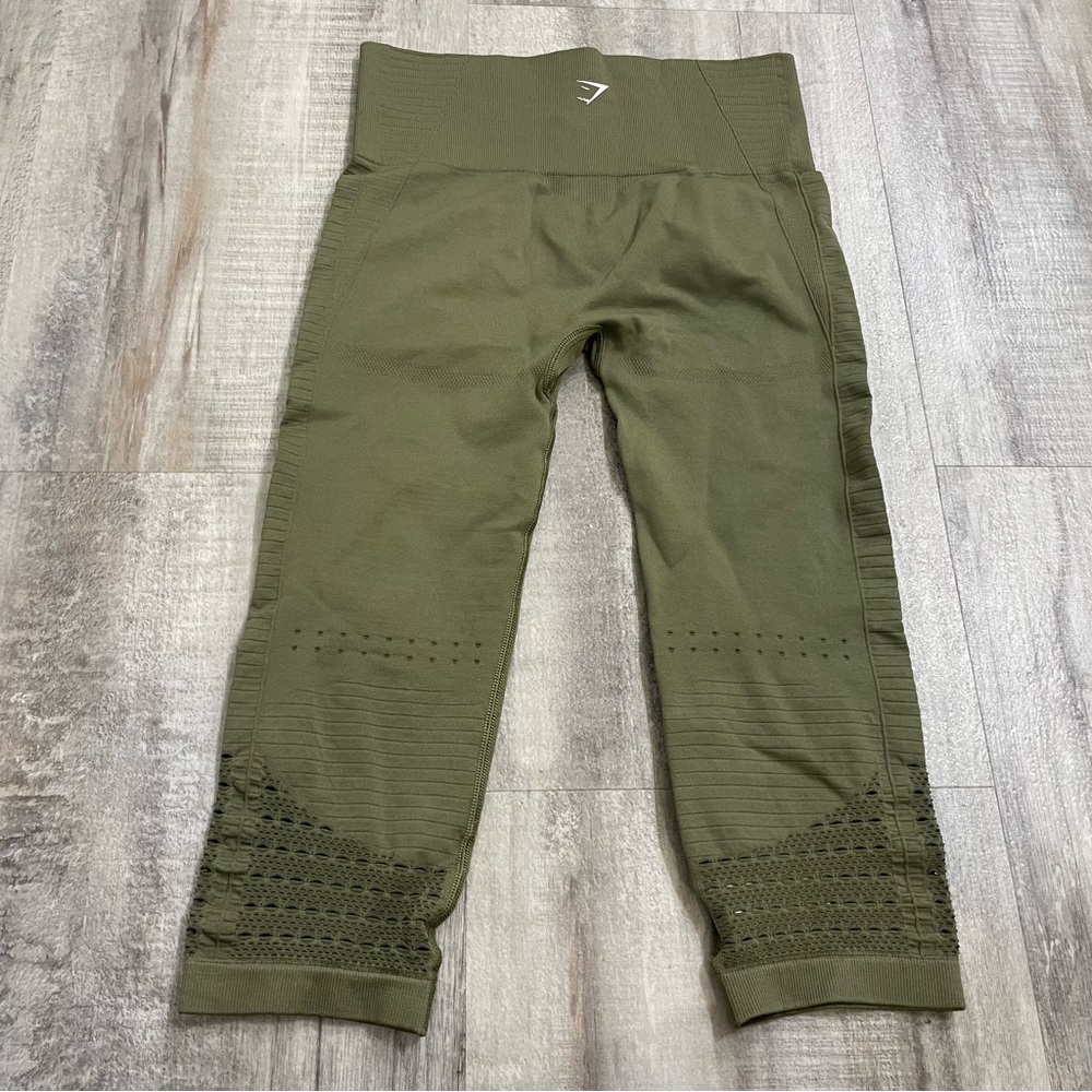 Gymshark Green Eyelet Cropped Leggings